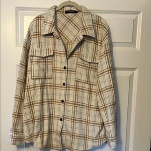 Plaid Button Down Shirt - Brown and Cream
